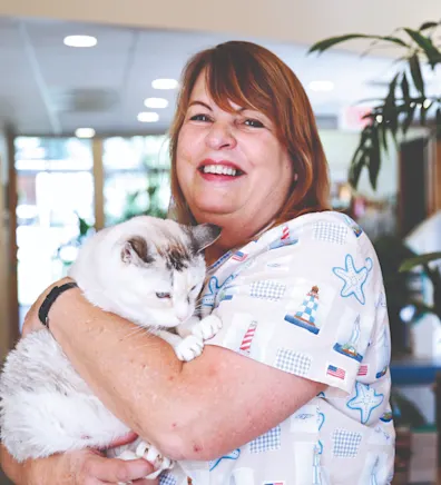 Diane Brady holding cat Diane Brady holding cat