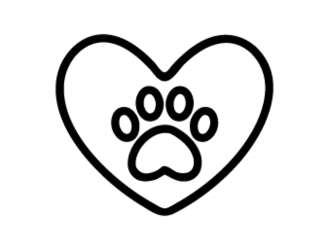 Paw Print Inside Heart Shape Line Art Icon