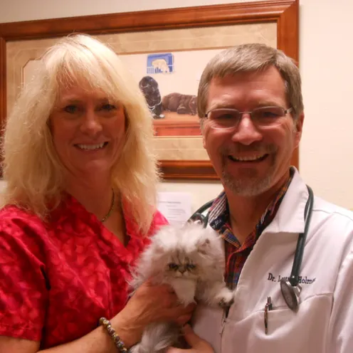 Main doctors holding cat