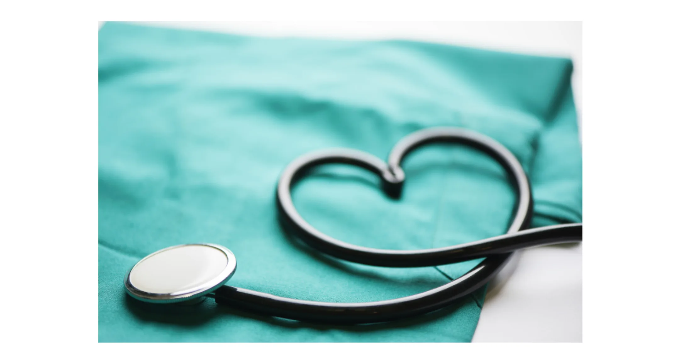 A stethoscope shaped into a heart. A stethoscope shaped into a heart.