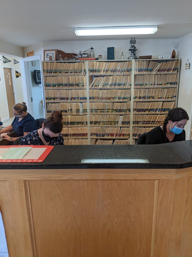 Reception desk at Henniker Veterinary Hospital