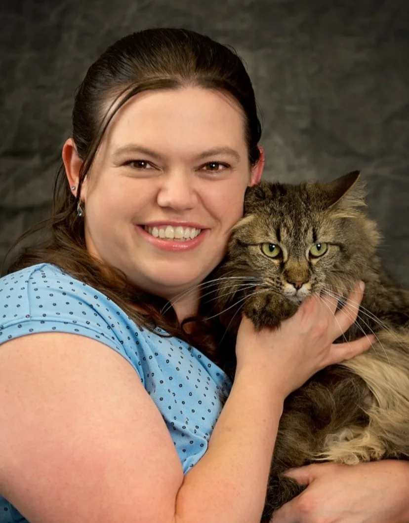 Michelle Hendrickson with a cat