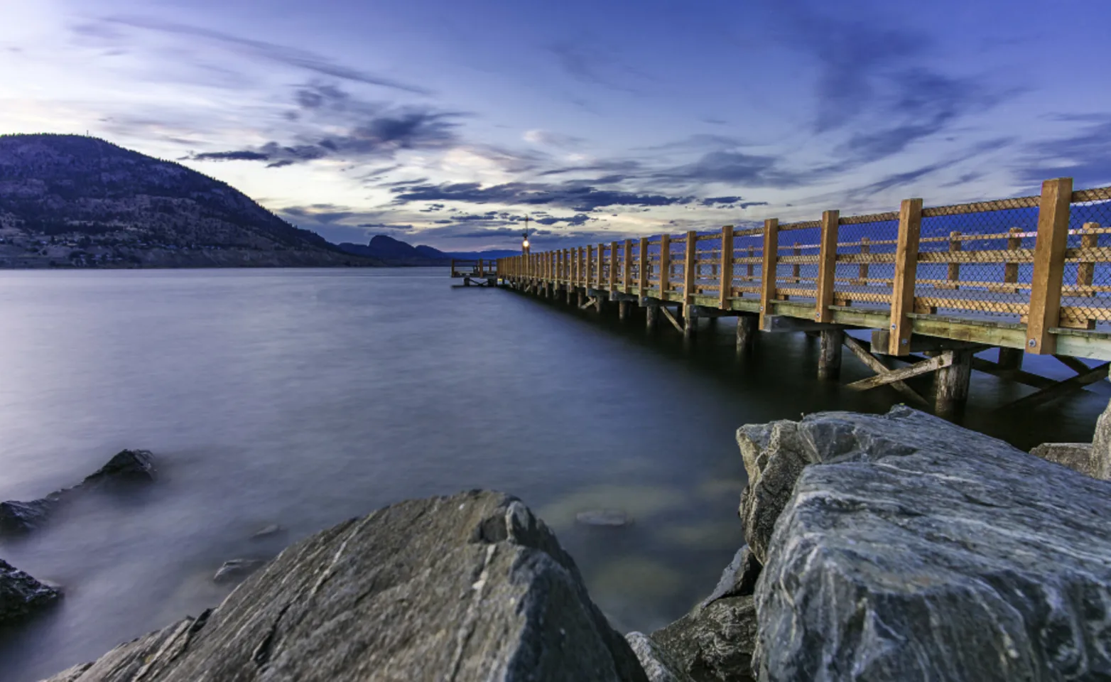 A boardwalk and late in Penticton, BC A boardwalk and late in Penticton, BC