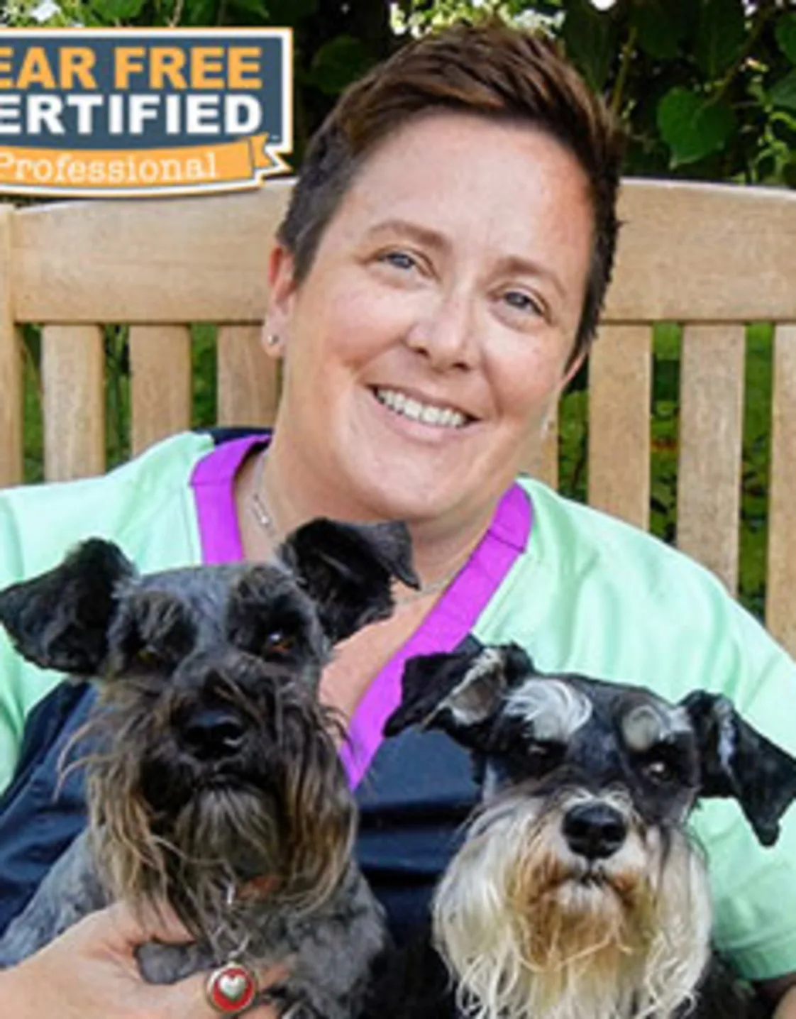 headshot of Lori with her two miniature Schnauzers headshot of Lori with her two miniature Schnauzers