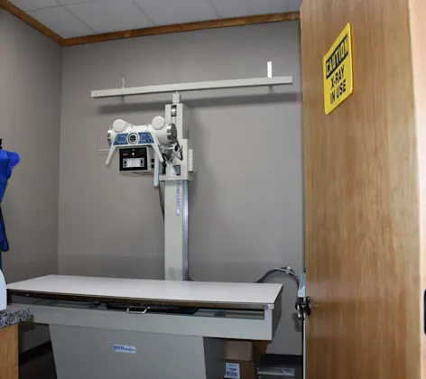 Room for X-Rays with table in the center Room for X-Rays with table in the center