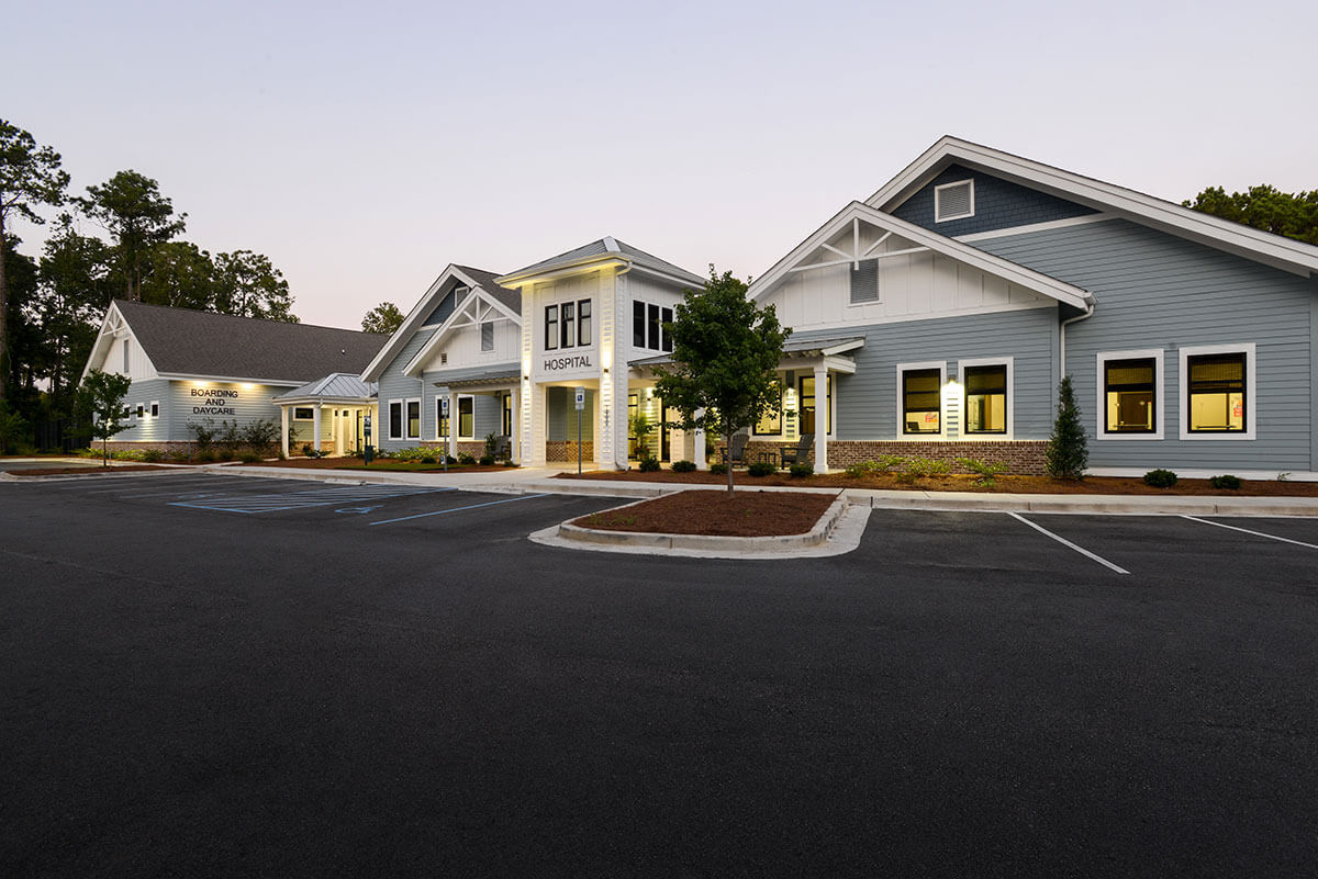 Park West Vet Main Entrance at Night