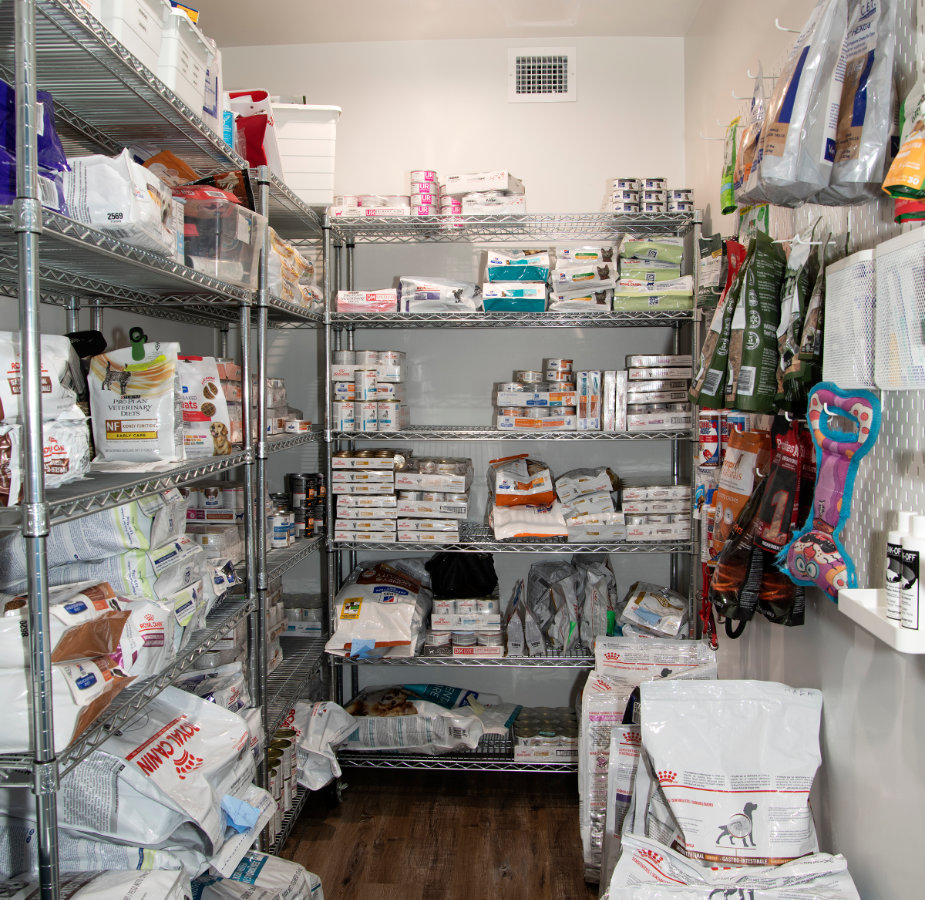 Room with back stock to fill orders