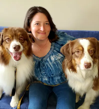 Julie with her dogs