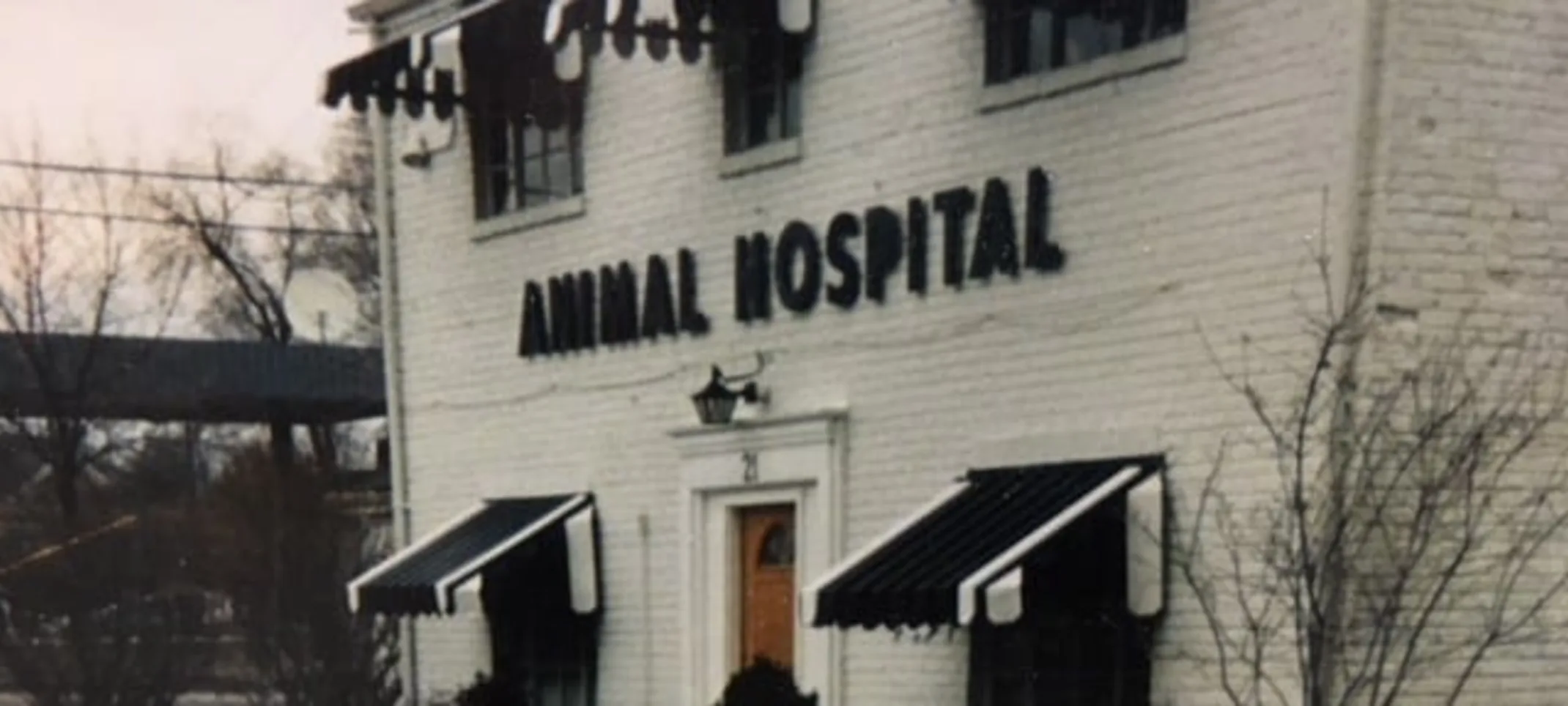 an old photo of the front entrance of Glen Ellyn Animal Hospital