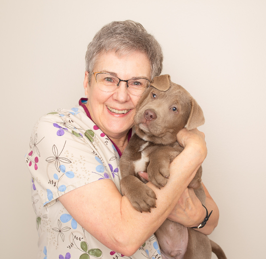 A Kindness Animal Hospital staff member with a dog