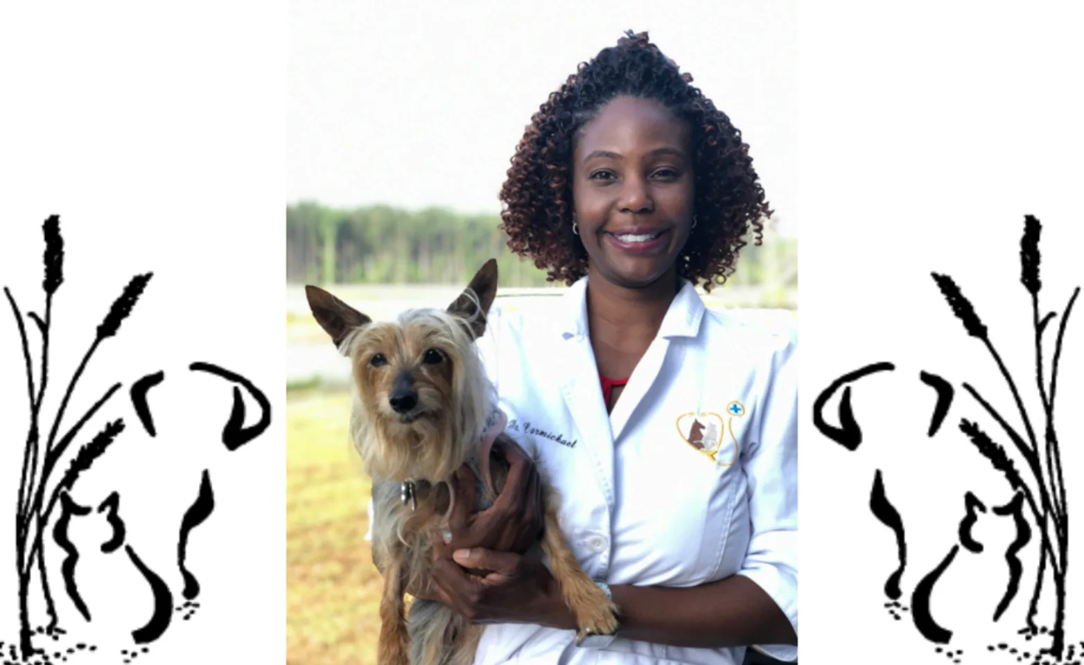 Shannon Carmichael holding a small brown dog Shannon Carmichael holding a small brown dog
