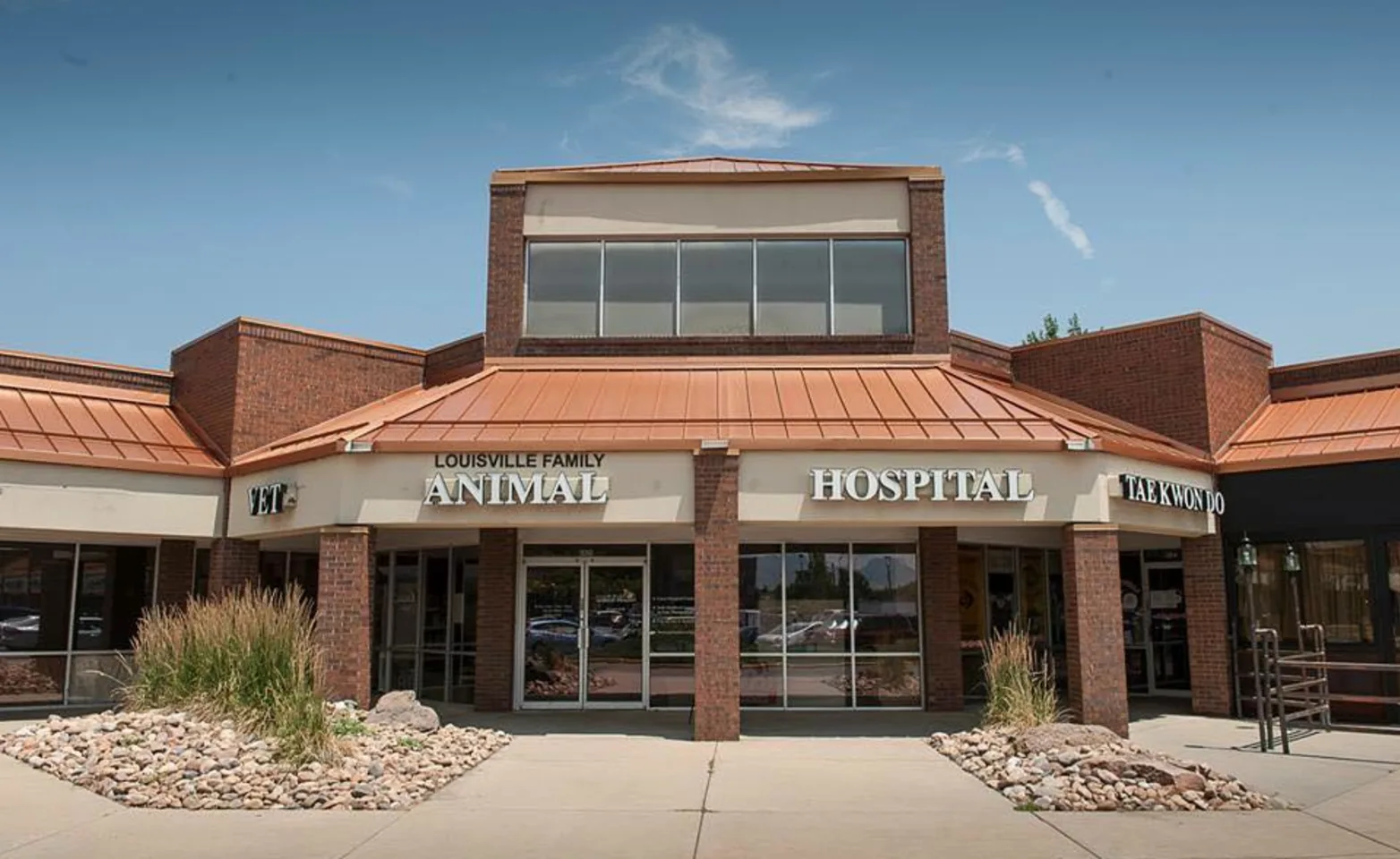 Photo of the front of the Louisville Family Animal Hospital located in Louisville, CO. Photo of the front of the Louisville Family Animal Hospital located in Louisville, CO.