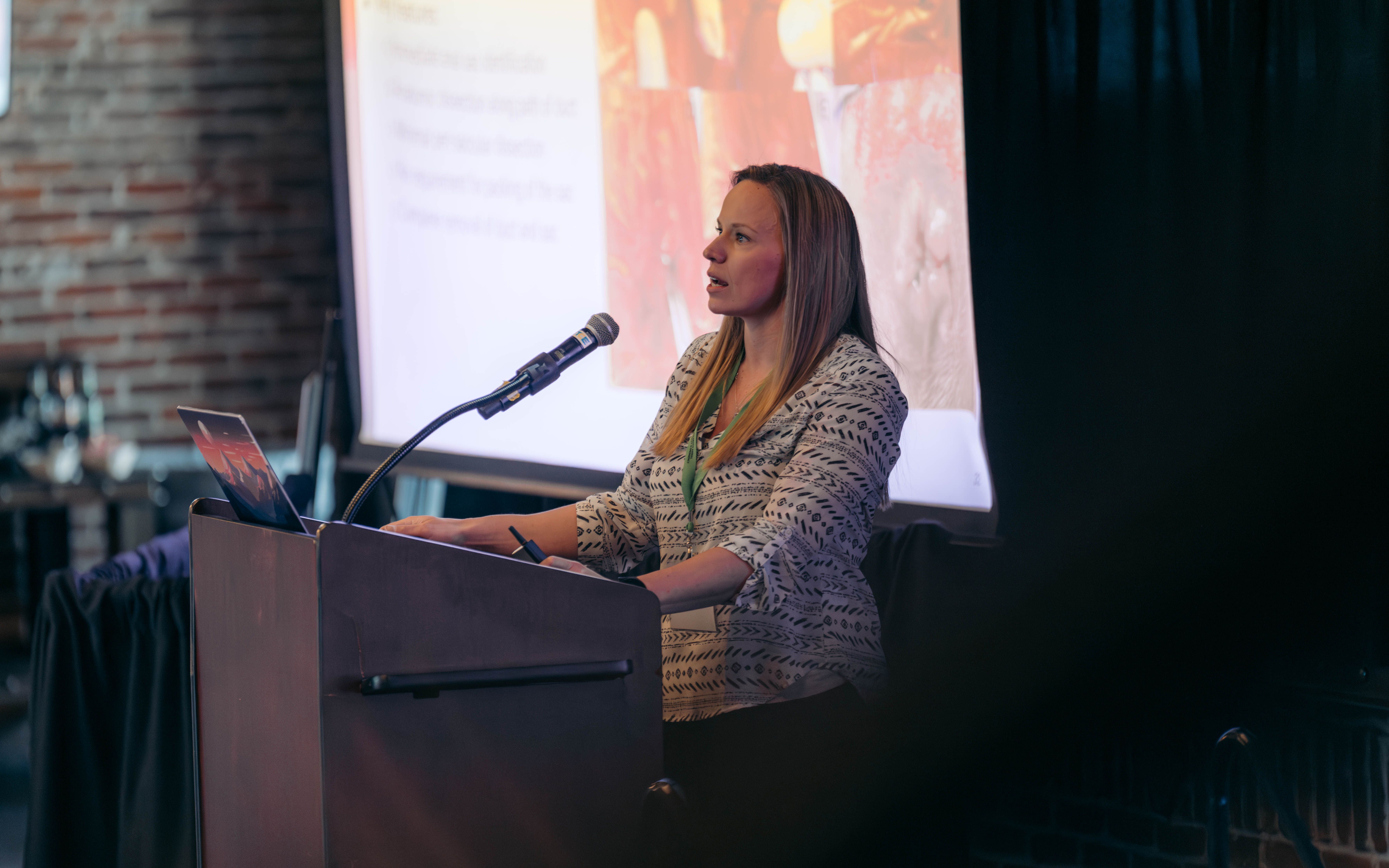 Cassie giving a presentation