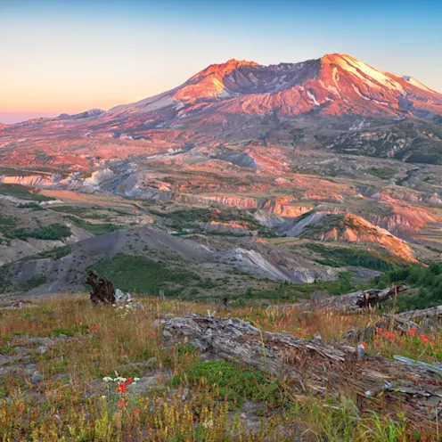 A photo of Mt. St Helens at sunset A photo of Mt. St Helens at sunset