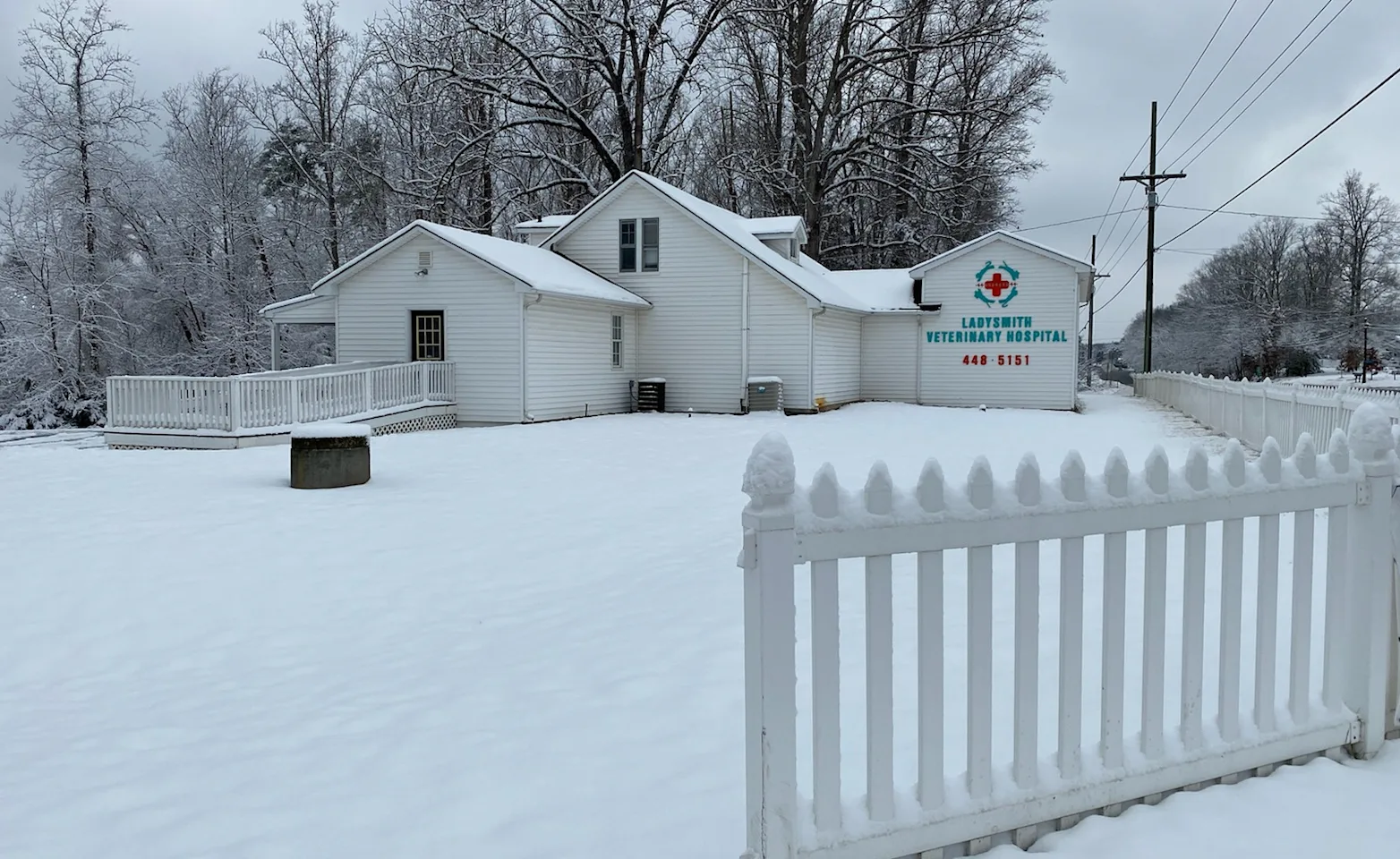Ladysmith Veterinary Hospital covered in snow Ladysmith Veterinary Hospital covered in snow
