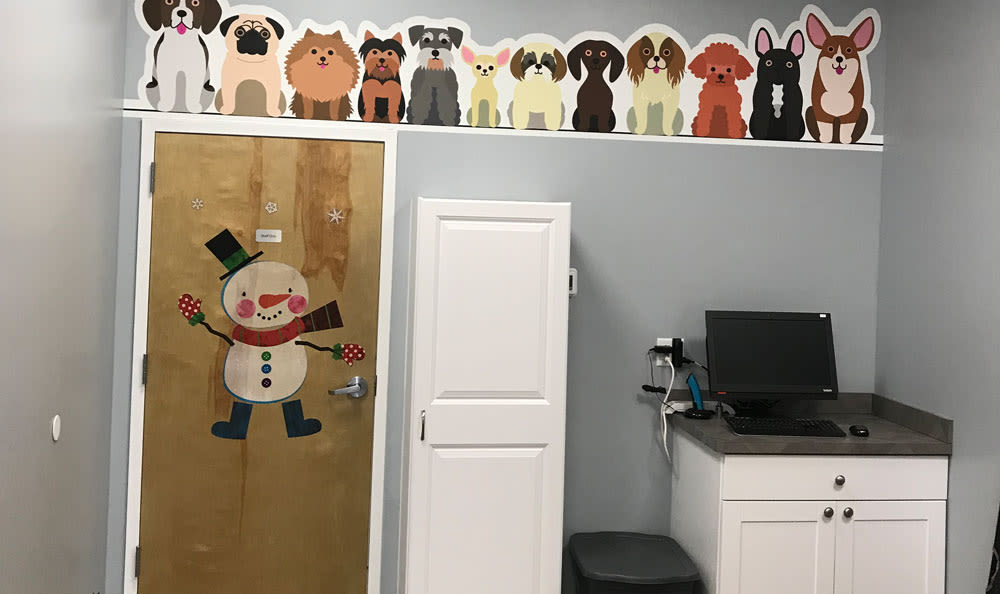 Wall decals on wall and door