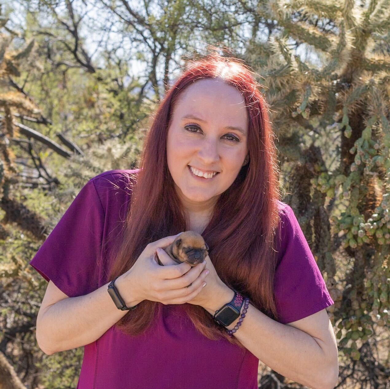 Kelly Guerrero with daughter in purple dress