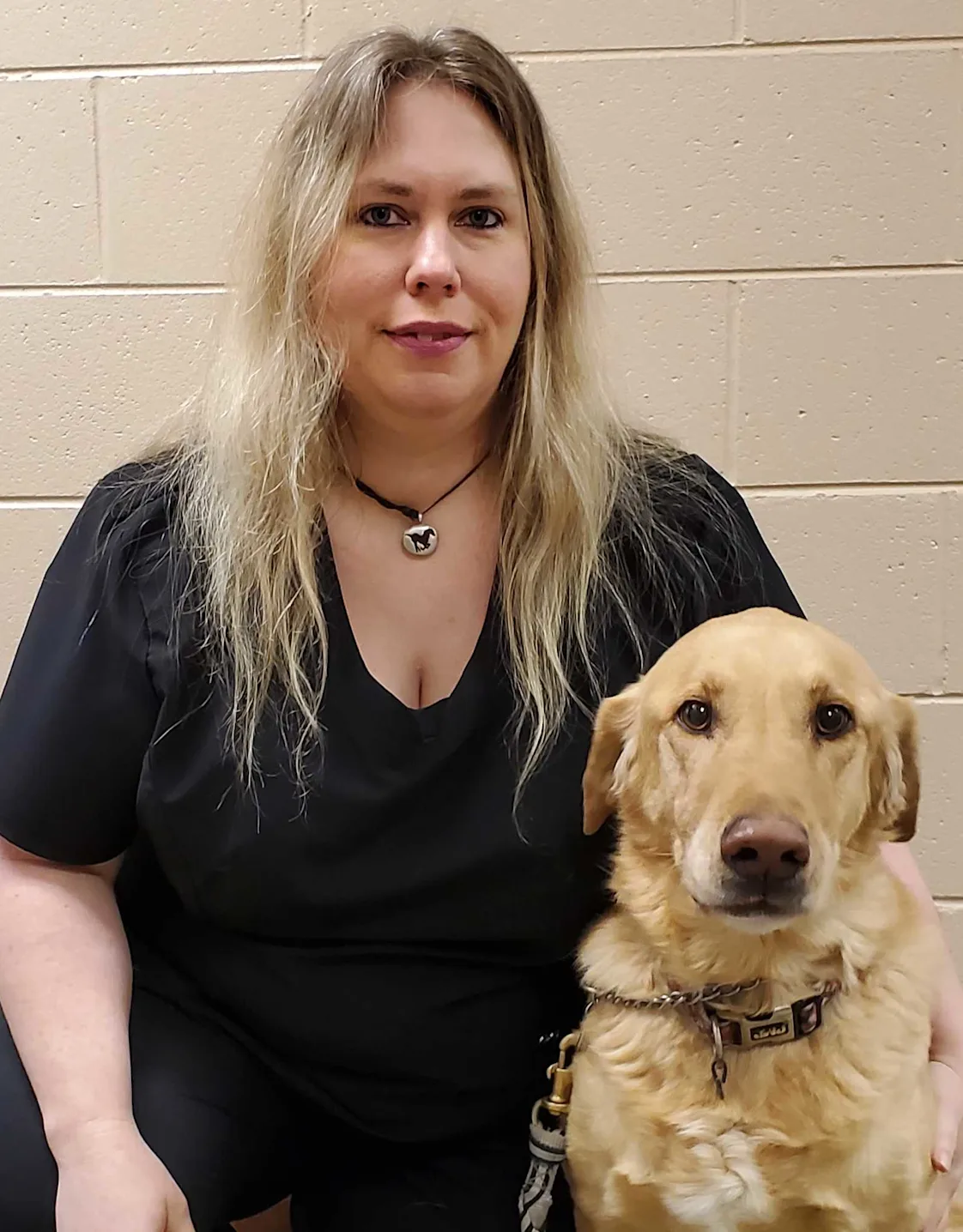 Mary M. and dog at May Veterinary Clinic, Northridge. Mary M. and dog at May Veterinary Clinic, Northridge.