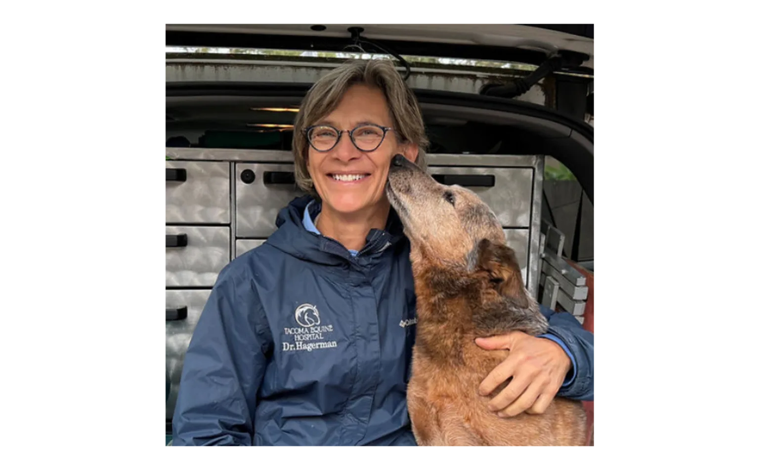 Linda Hagerman, Retired DVM, with a dog Linda Hagerman, Retired DVM, with a dog