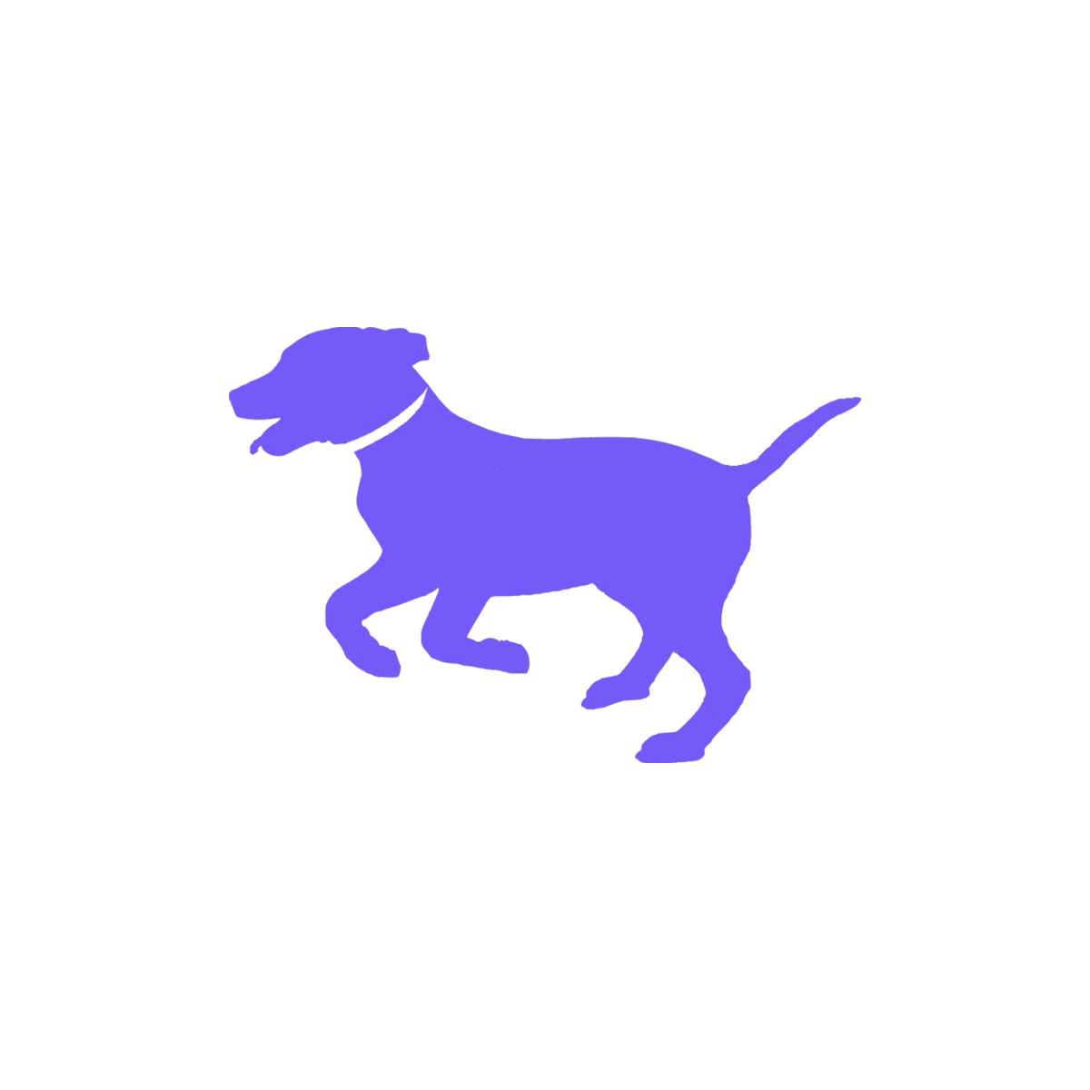 silhouette of a smiling, running dog