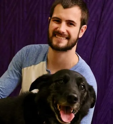 Jordan and a black dog Jordan and a black dog