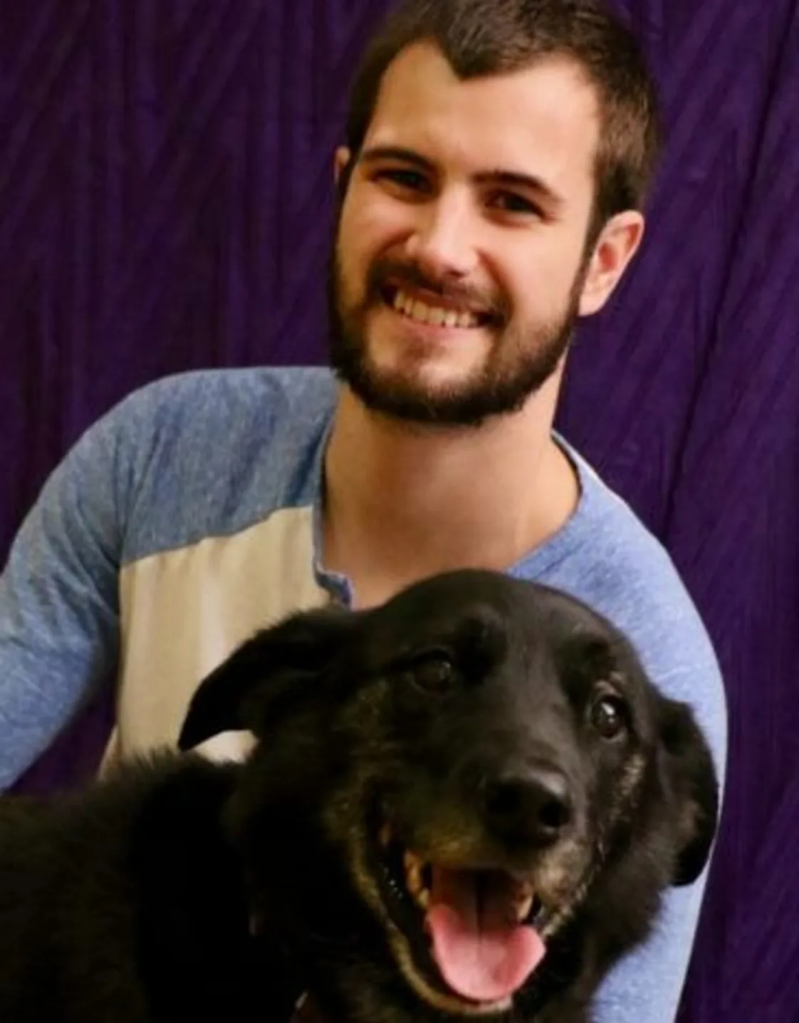 Jordan and a black dog Jordan and a black dog