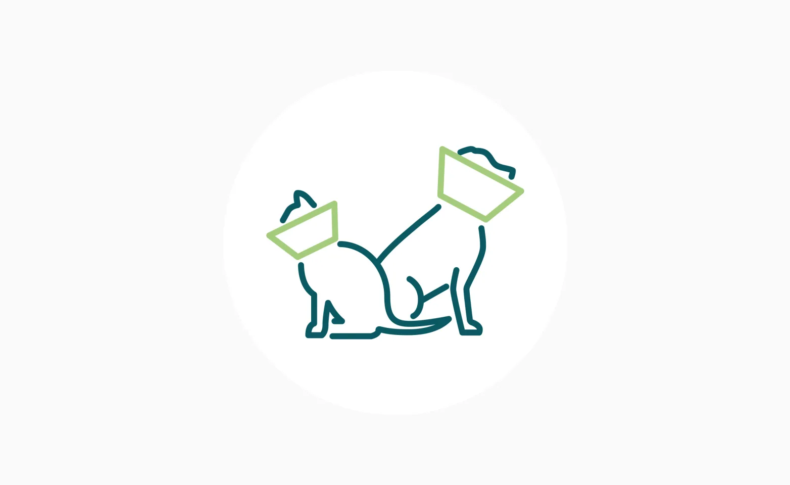 dog and cat wearing cones icon