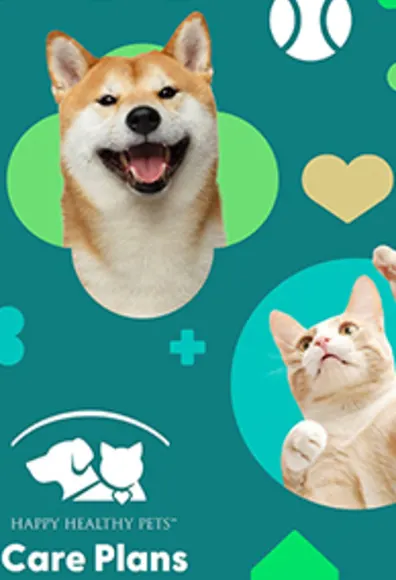 Happy Healthy Pets™ Care Plans NVA Logo with Dog and Cat Happy Healthy Pets™ Care Plans NVA Logo with Dog and Cat