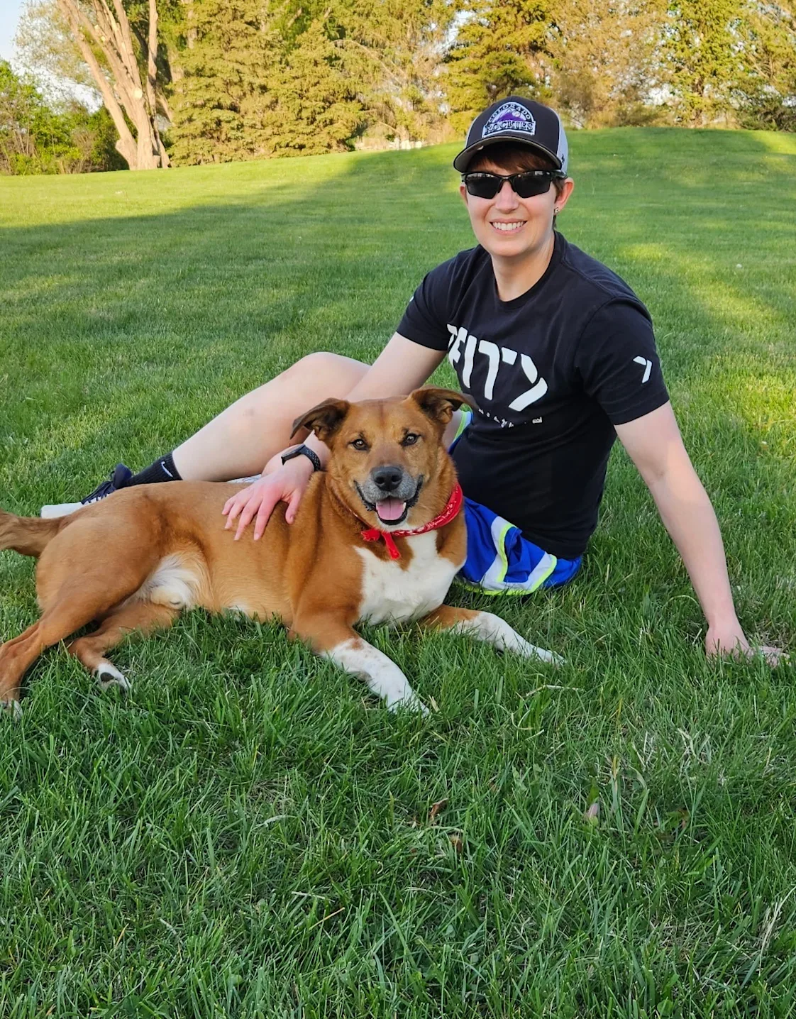 Terri's staff photo from  Heather Ridge Pet Hospital's where she is on a hiking trail with her dog. Terri's staff photo from  Heather Ridge Pet Hospital's where she is on a hiking trail with her dog.