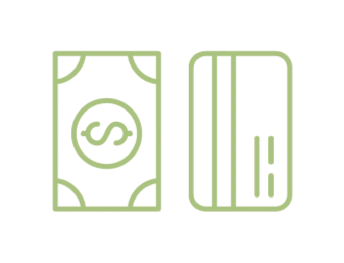 Icon of cash bill and credit card