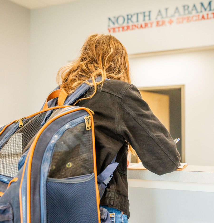 Guest waiting at AECC front desk