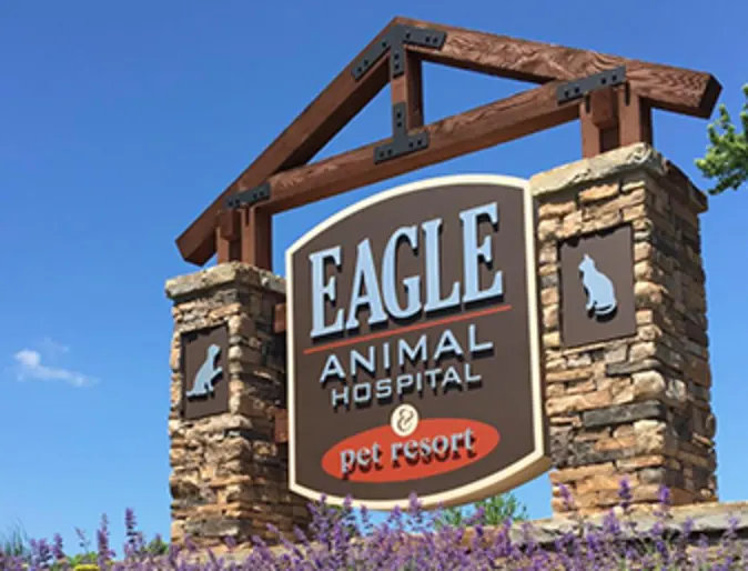 The street sign for Eagle Animal Hospital Riverside The street sign for Eagle Animal Hospital Riverside
