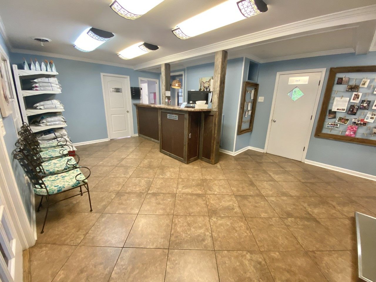 Pampered Paws Animal Hospital lobby.
