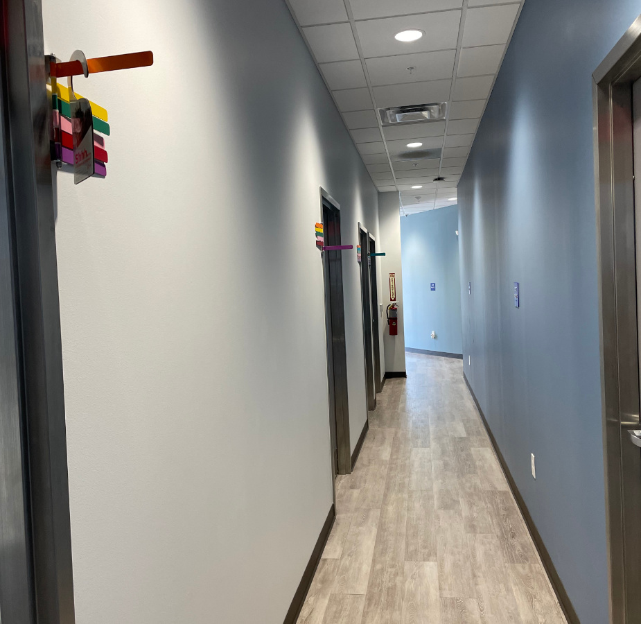 Hallway to appointment rooms in Vacaville Animal Care Center