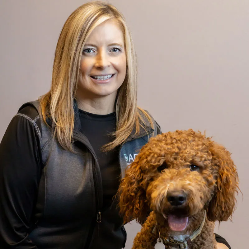Photo of Emily Hoard w/brown dog Photo of Emily Hoard w/brown dog