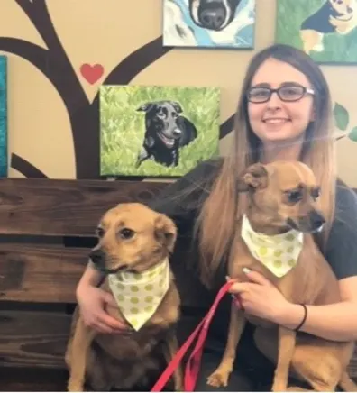 Katie with three dogs Katie with three dogs