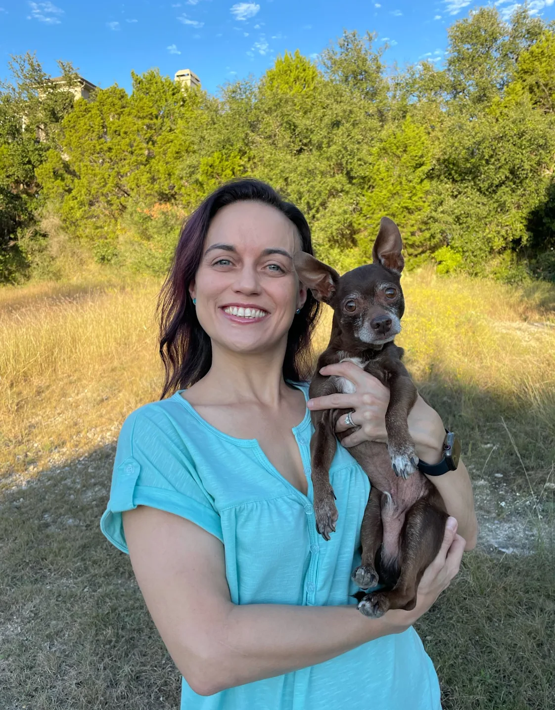 A photo of Practice Manager Jenn with her dog, Soto A photo of Practice Manager Jenn with her dog, Soto