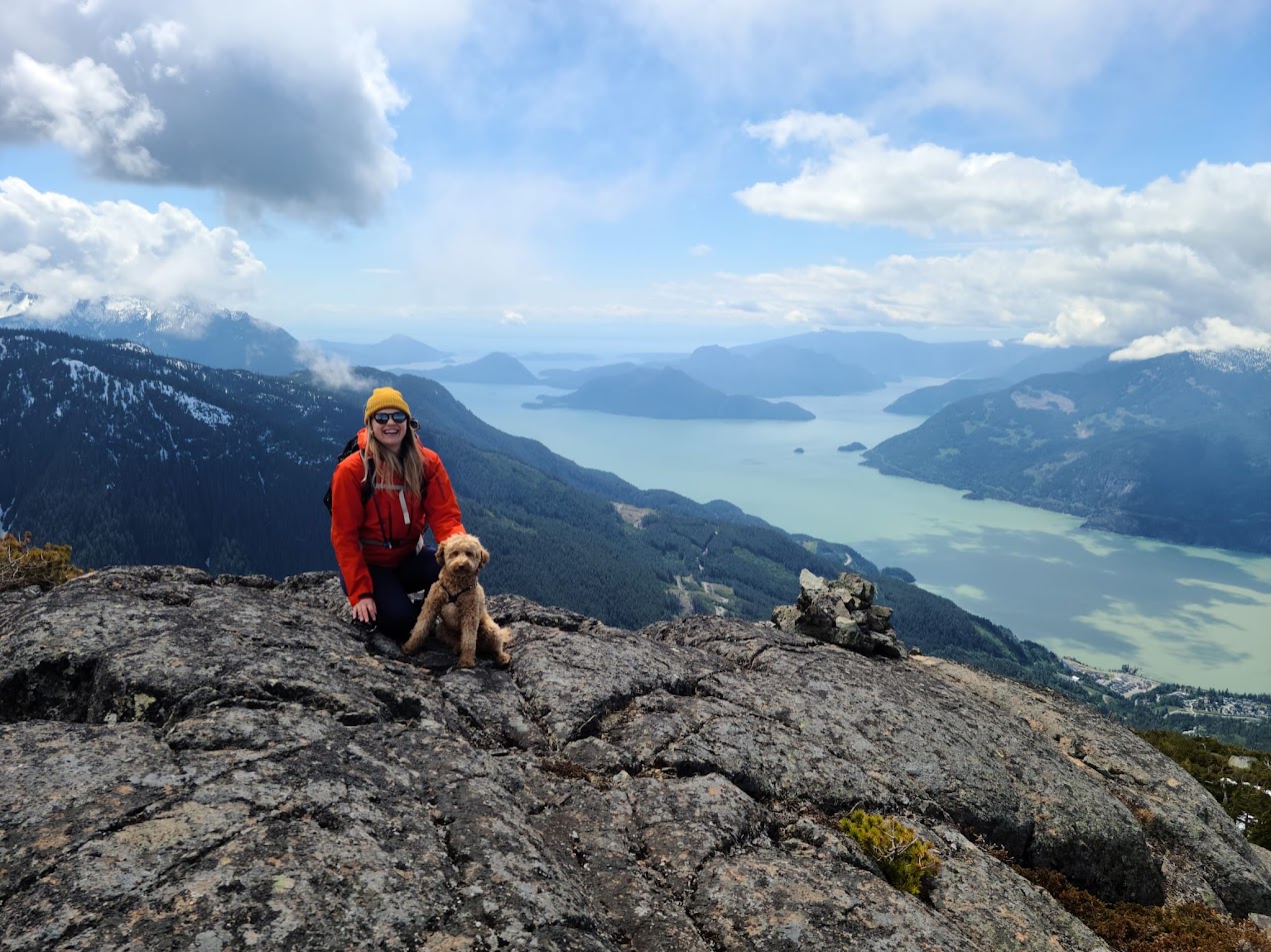 Eagleview Team Member and a Dog on a Mountain