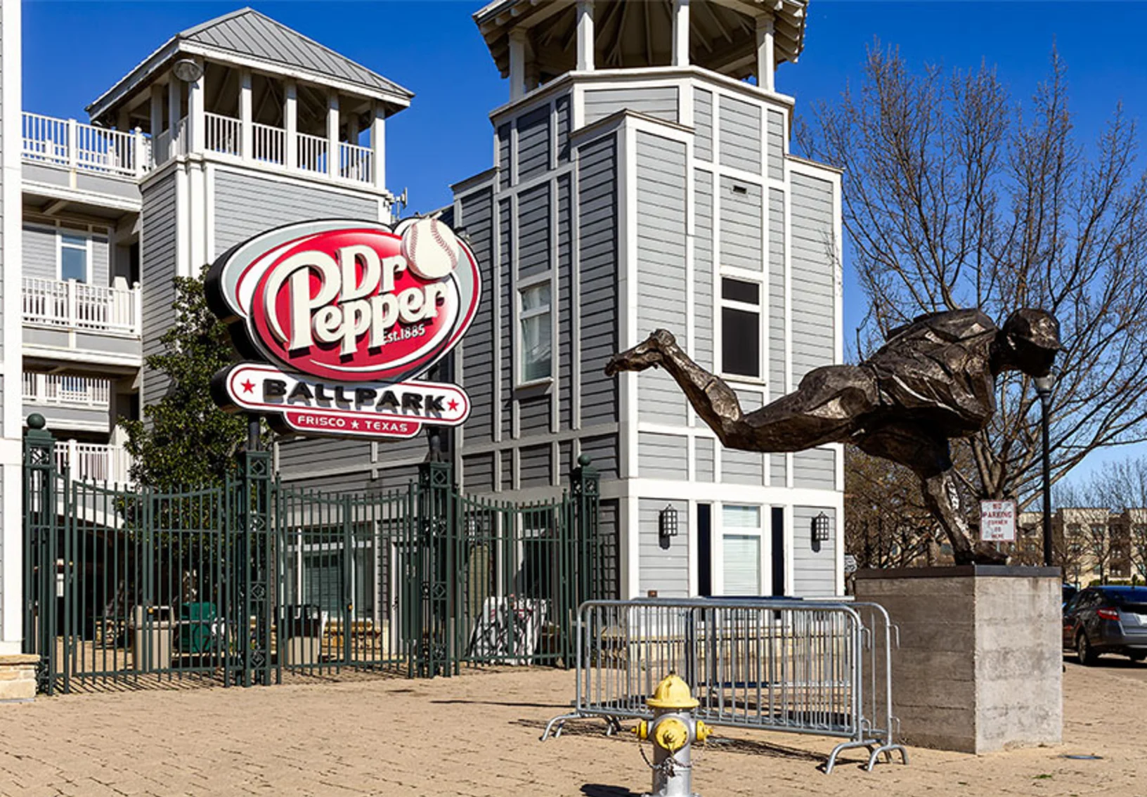 Dr. Pepper Ballpark Entrance with Statue in Frisco, TX Dr. Pepper Ballpark Entrance with Statue in Frisco, TX