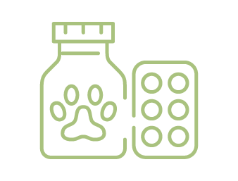 Icon of medicine bottle with paw 