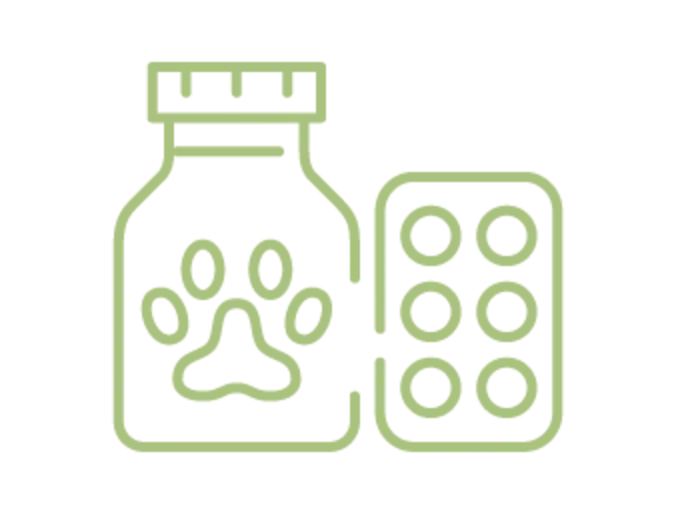 Icon of medicine bottle with paw 