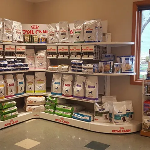 Food and medication for sale at College Mall Veterinary Hospital