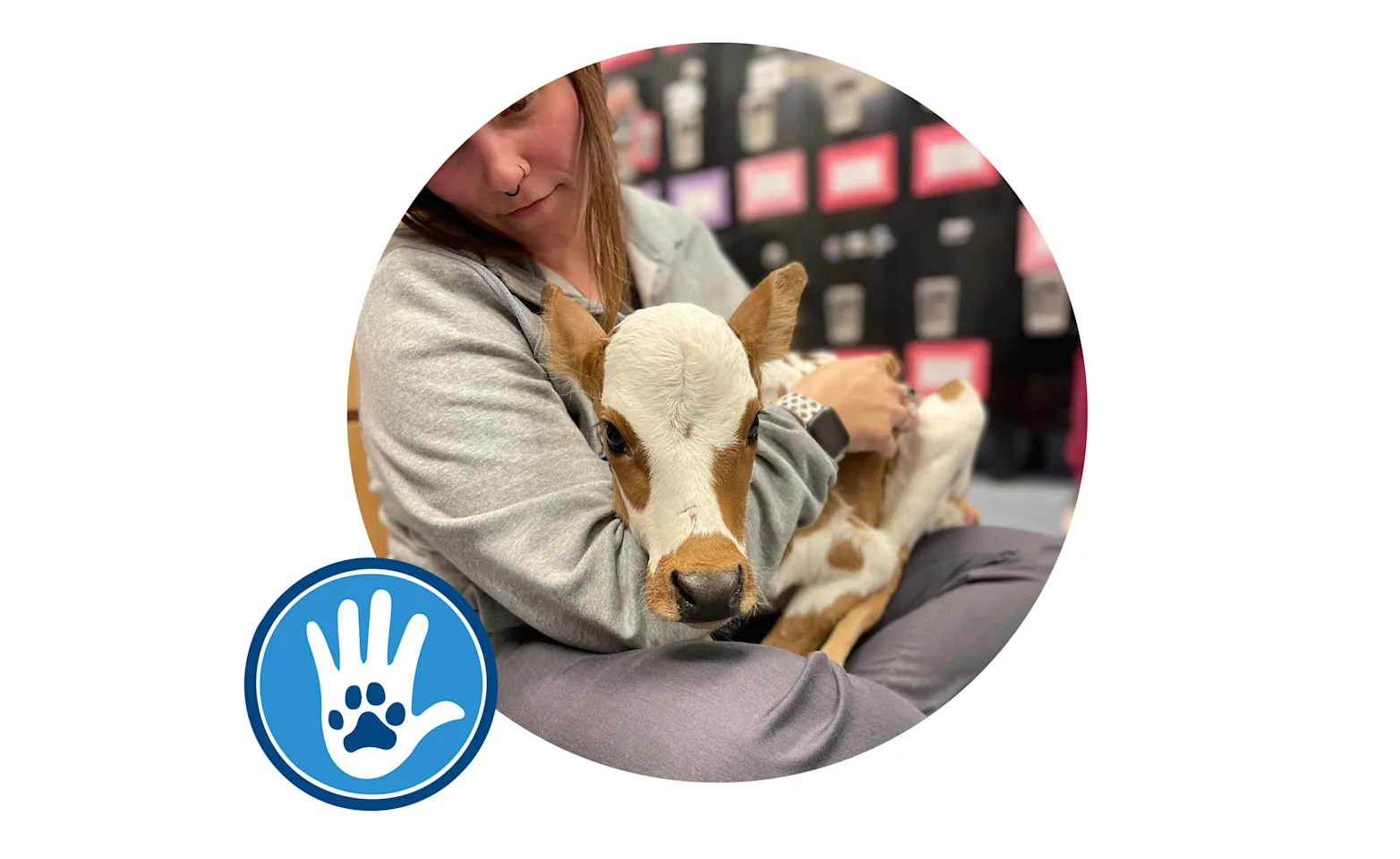 Cass with a calf Cass with a calf