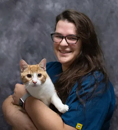 Hallie holding a little kitten