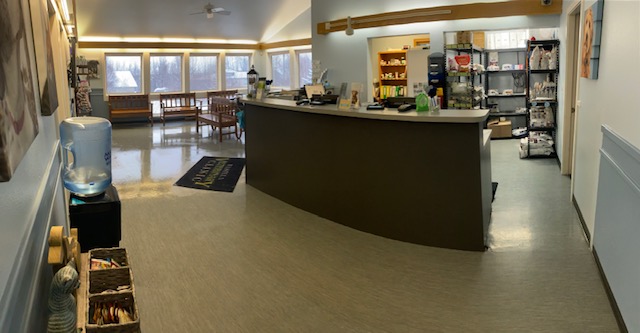 Front desk and lobby area at  Wasilla Veterinary Clinic