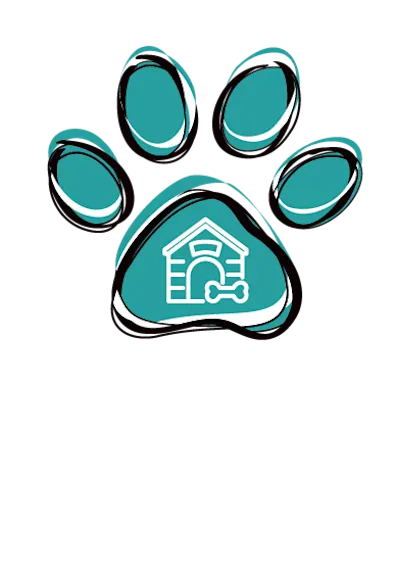 Paw icon with dog house on it, dog boarding at Bowhaus Colorado Paw icon with dog house on it, dog boarding at Bowhaus Colorado