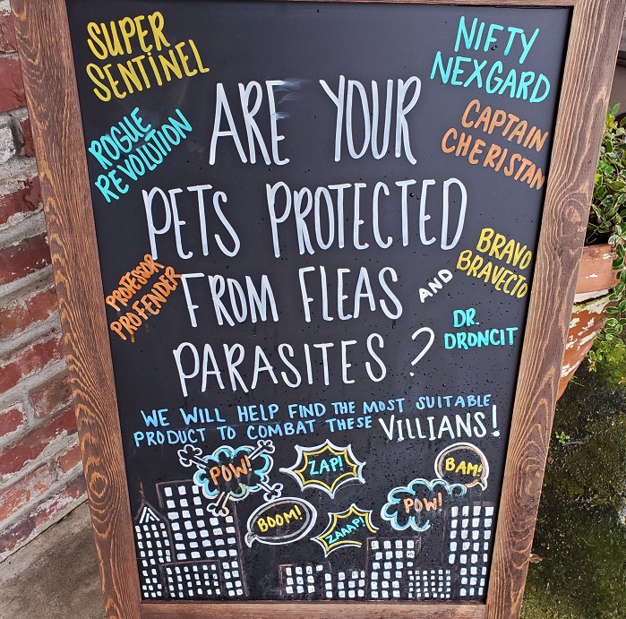 Sign Outside awareness of Fleas and Parasites
