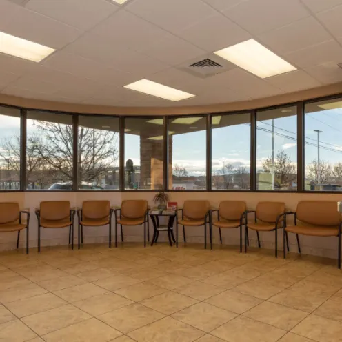 Waiting room and seating area at Red Hills Animal Hospital
