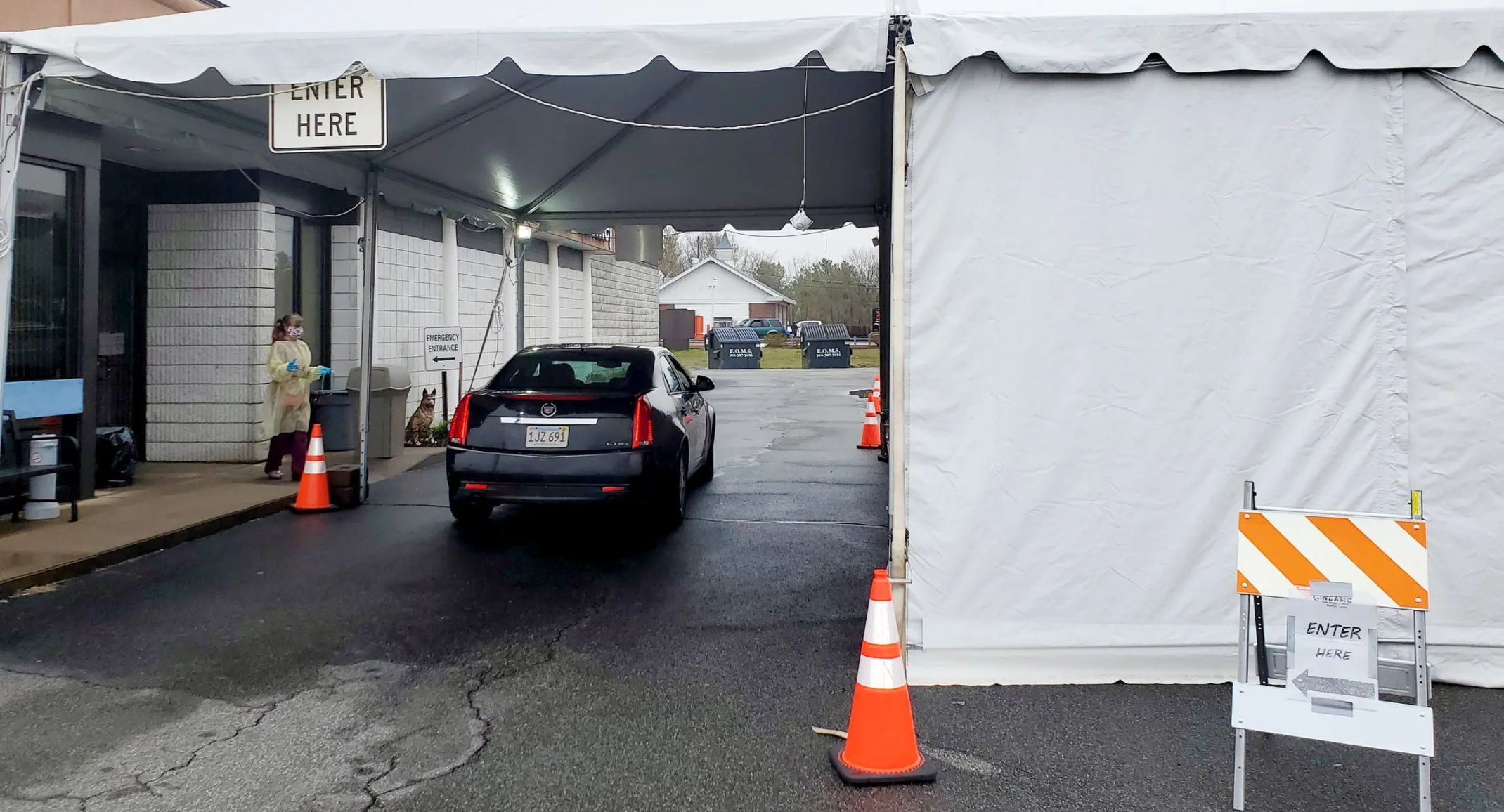 Drive up veterinarian and car Drive up veterinarian and car