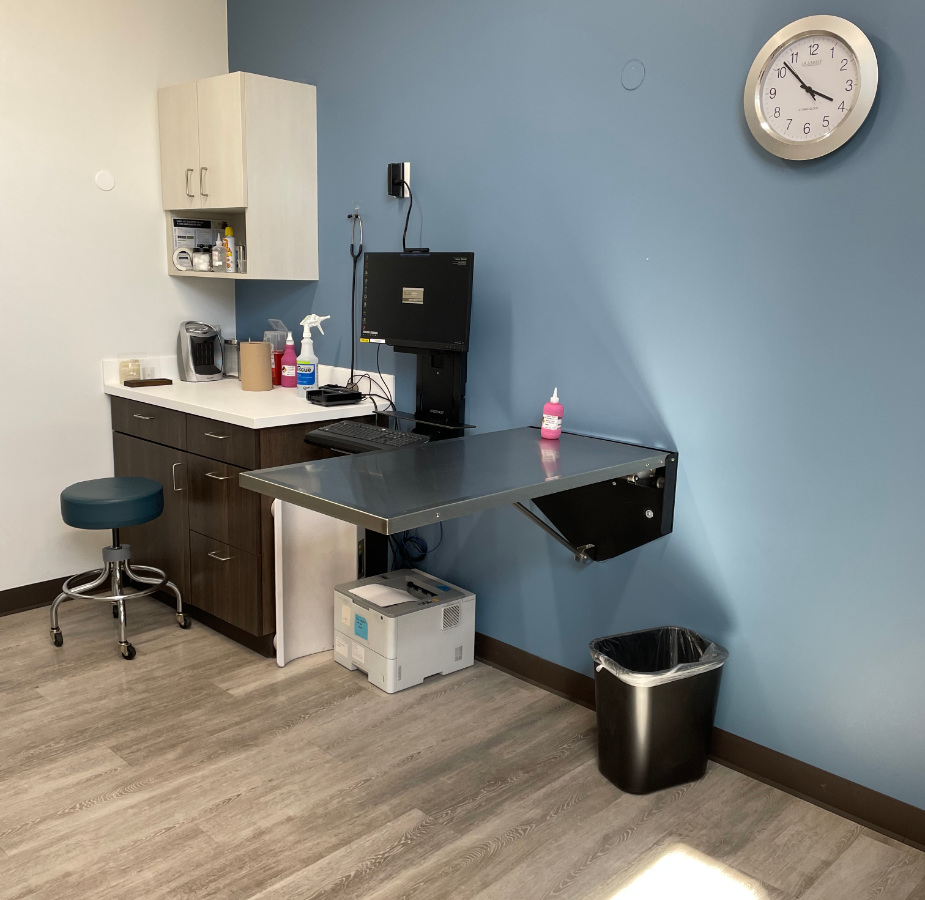 Exam room in Vacaville Animal Care Center where pets are seen 